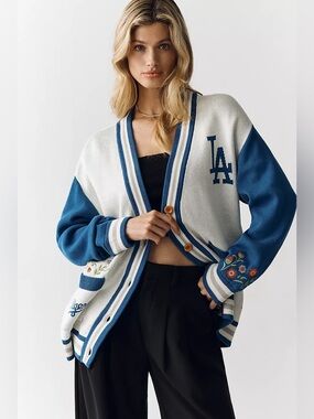Anthropologie Mitchell & Ness Los Angeles Dodgers MLB Cardigan - NWT